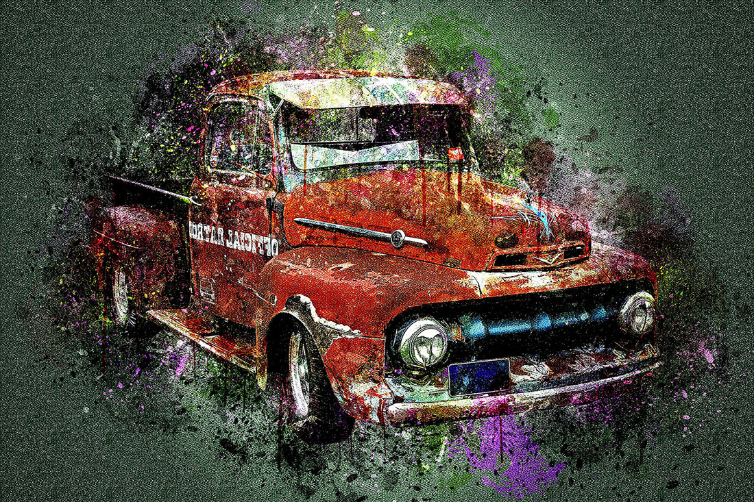 Bundle of 12 Old Trucks HQ Graphics with Grunge Style facebook image.