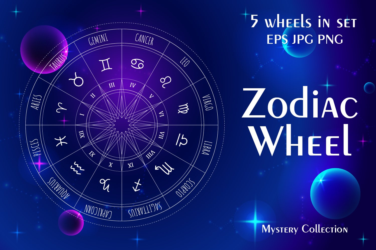 Purple zodiac wheel.