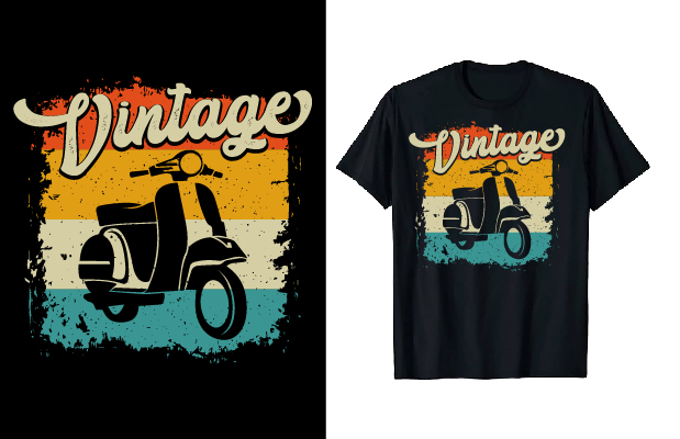 Vintage Scooter T-shirt Design Bundle preview image.