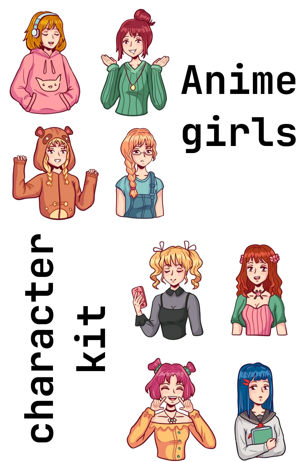 Anime Manga Girls Character Kit – MasterBundles
