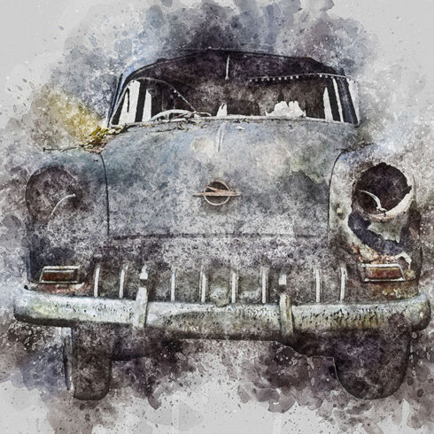 Bundle of 12 Vintage Classic Cars HQ Graphics with Grunge Style cover image.