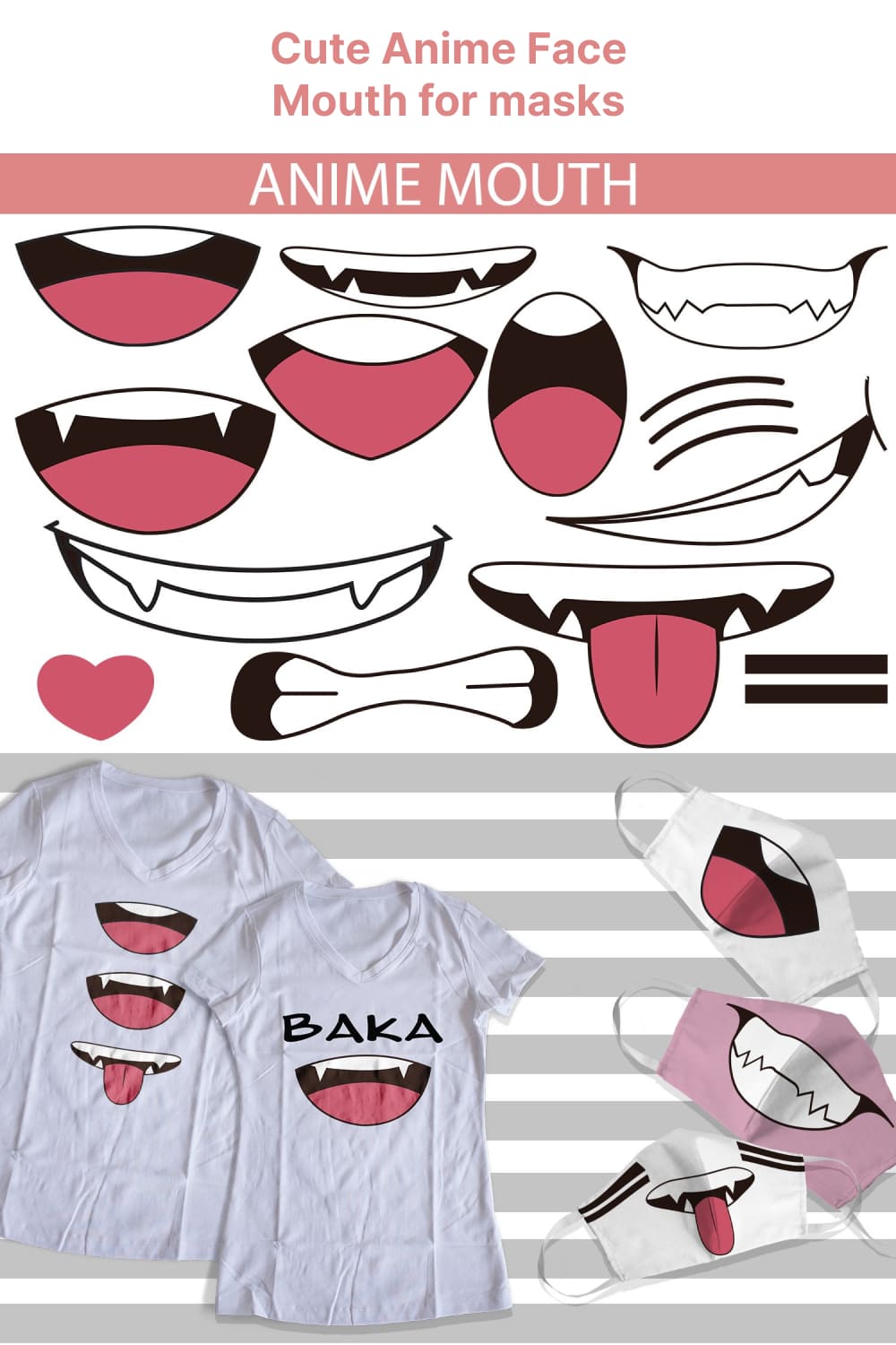 Cute Anime Face Mouth For Masks - Pinterest.