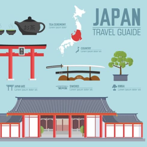 Japan country flat vector icons set - main image preview.
