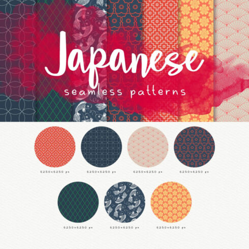 Japanese seamless patterns pack.