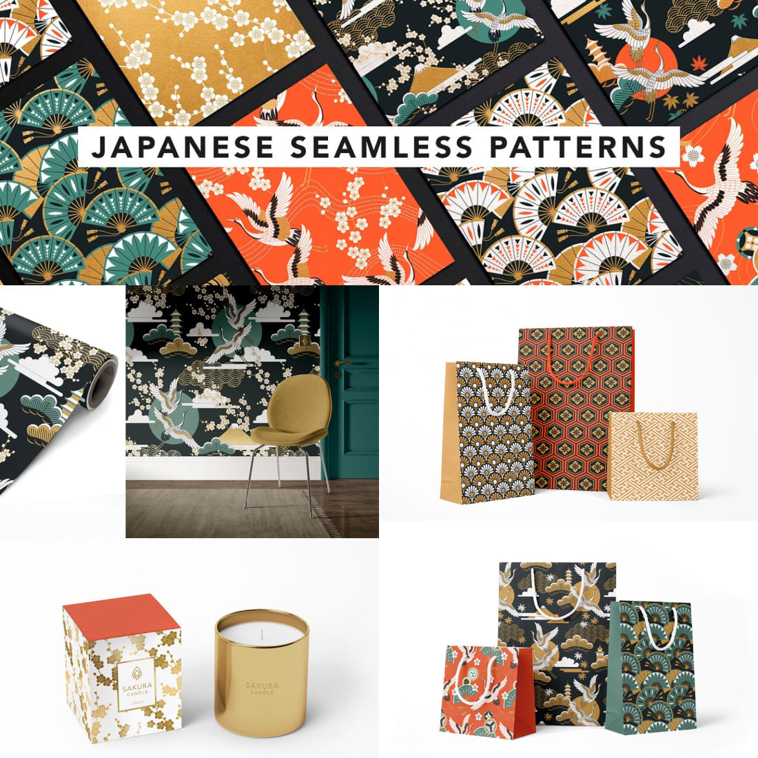 Japanese seamless patterns.
