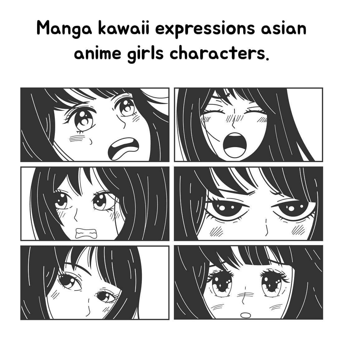 Manga Kawaii Expressions Asian Anime Girls Characters. Anime.