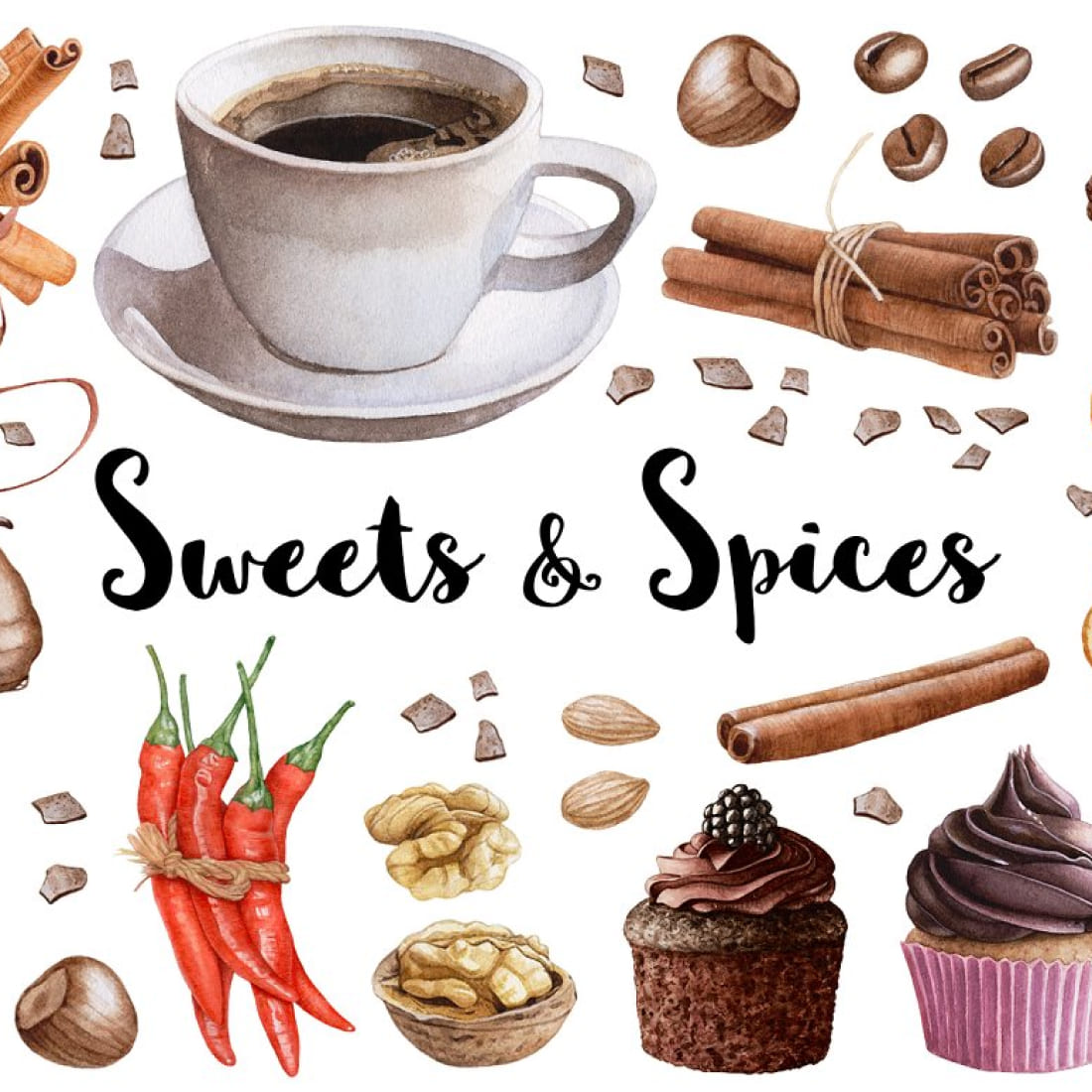 Watercolor Sweets & Spices.