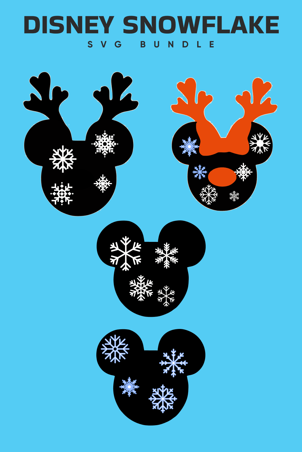 Disney Snowflake SVG - pinterest image preview.