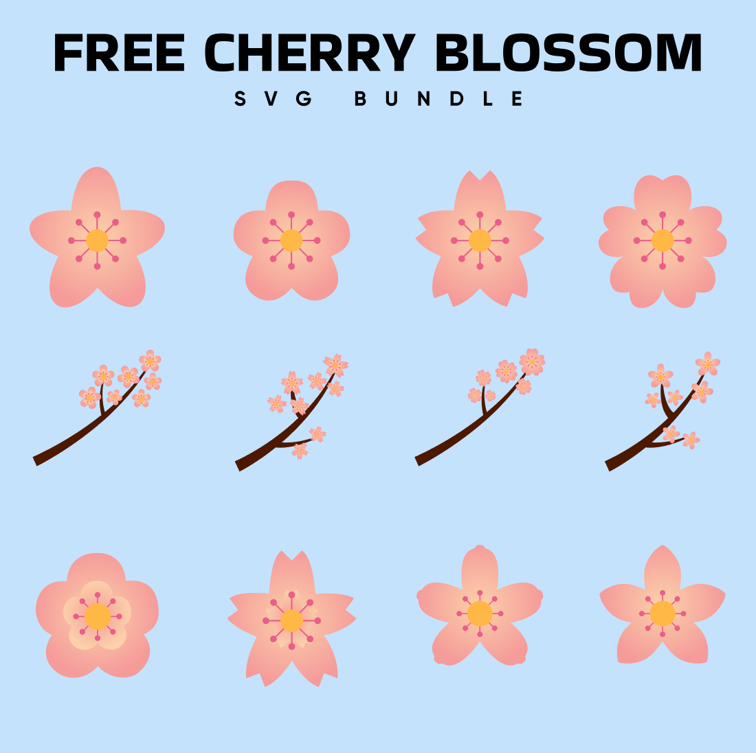 Cherry Blossom Flowers SVG.