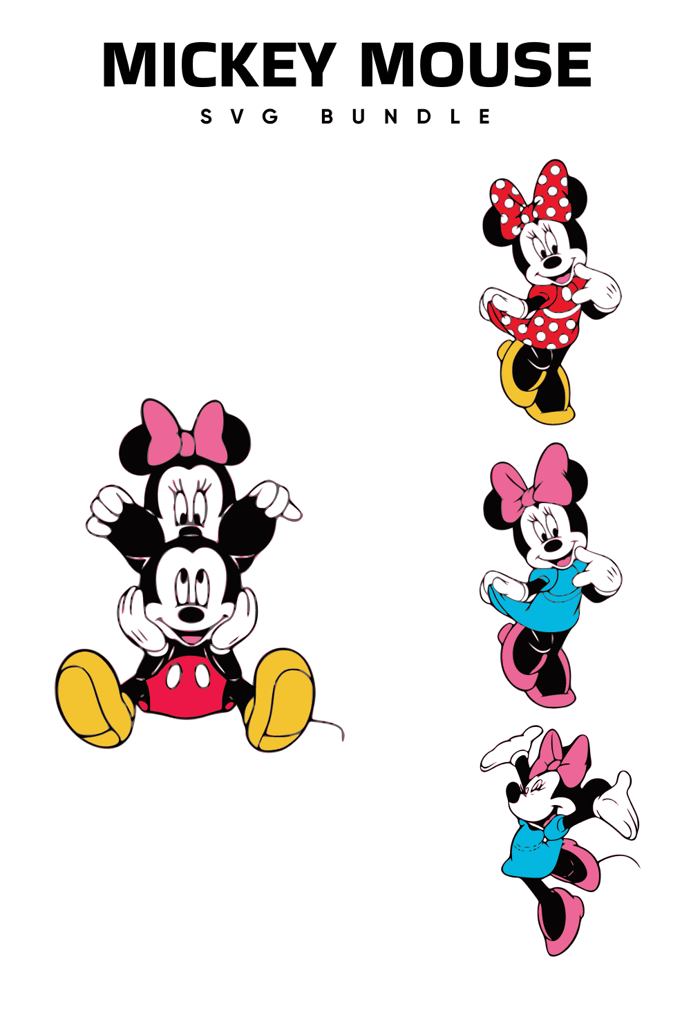 Set of irresistible minnie mouse images.