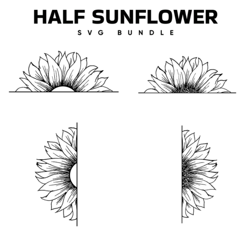 Half Sunflower SVG.