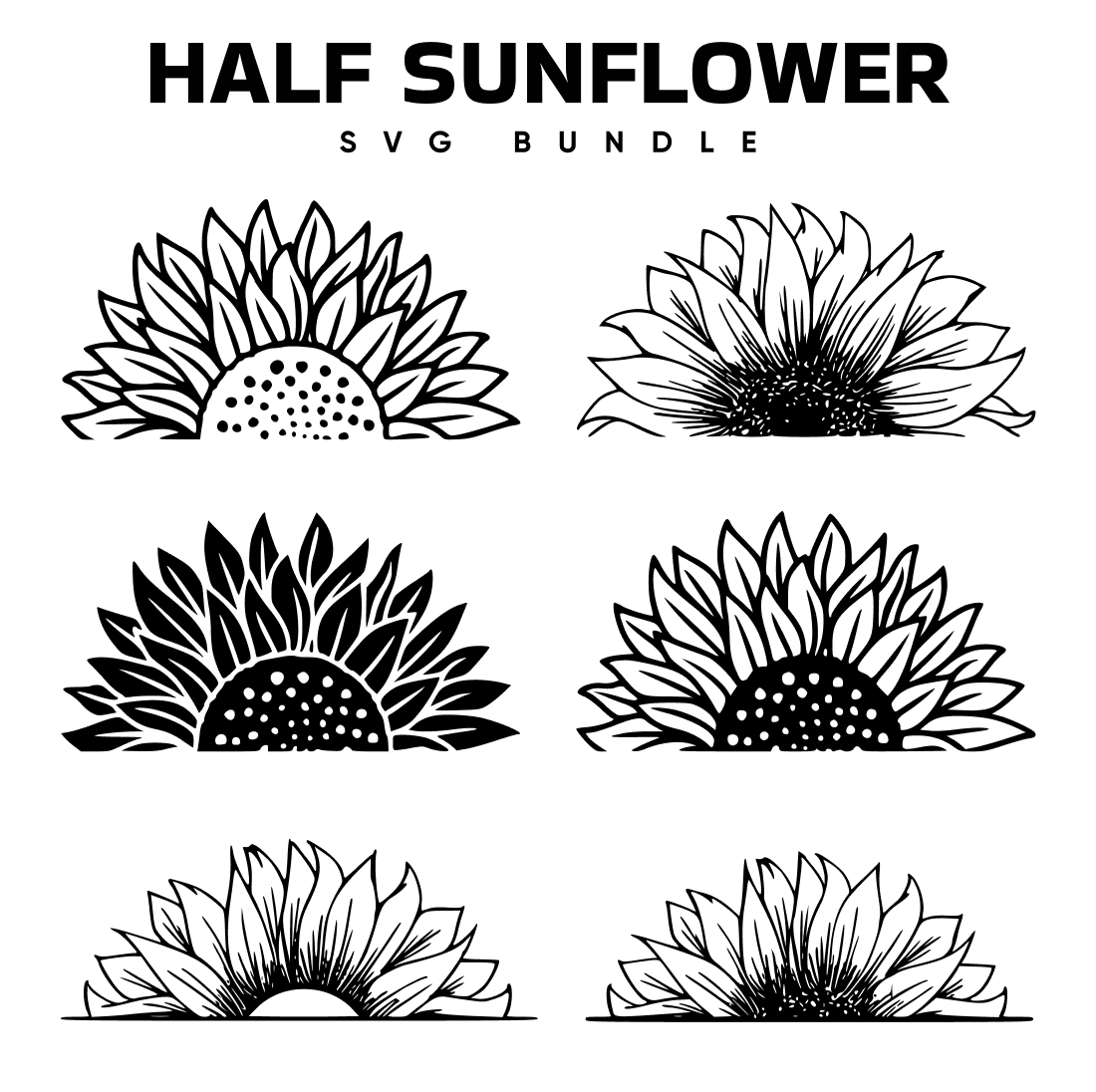 Half Sunflower SVG Free – MasterBundles