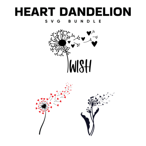 heart dandelion svg.