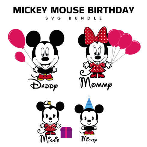A collection of adorable images birthday of Minnie Mouse and Mickey Mouse.