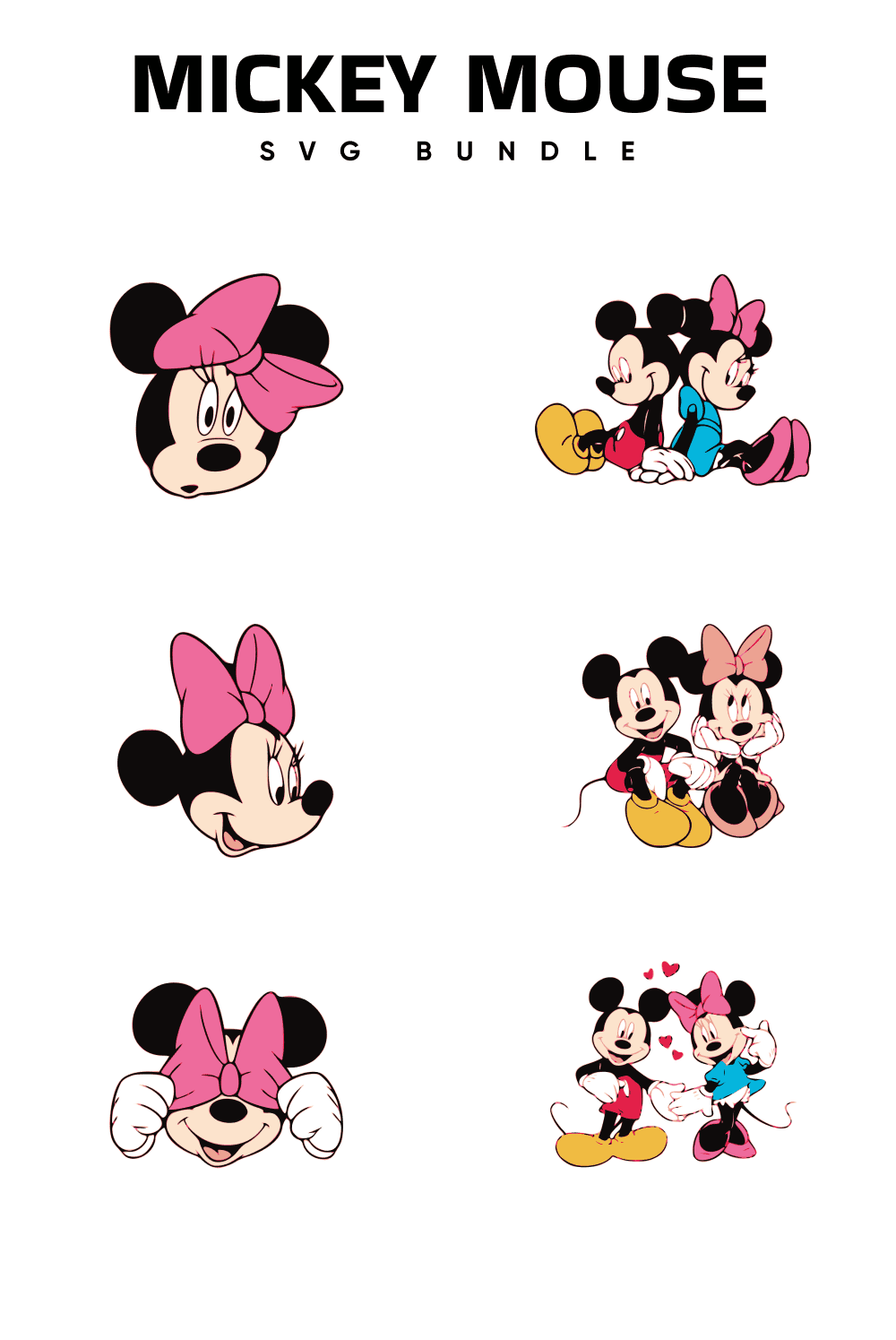 Set of gorgeous minnie mouse and mickey mouse images.