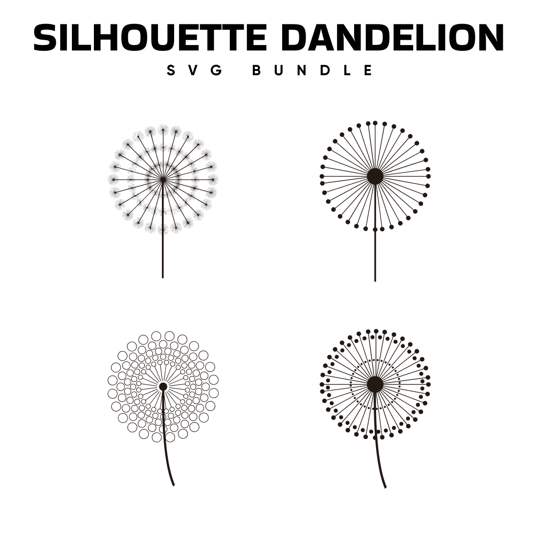silhouette dandelion svg.