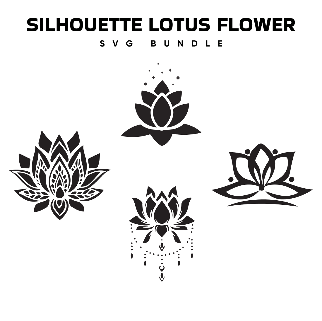 silhouette lotus flower svg.