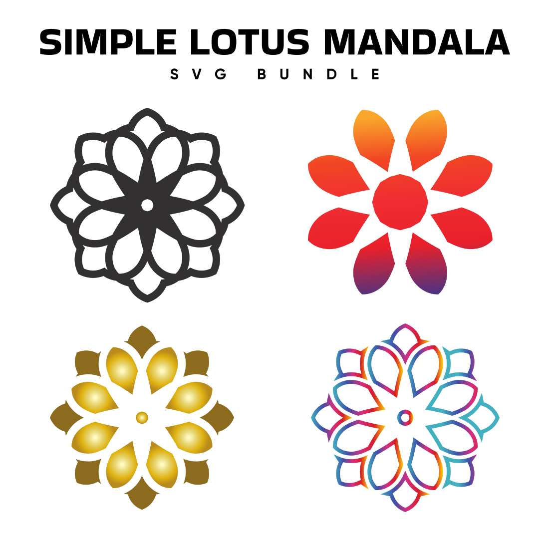 Simple Lotus Mandala SVG.