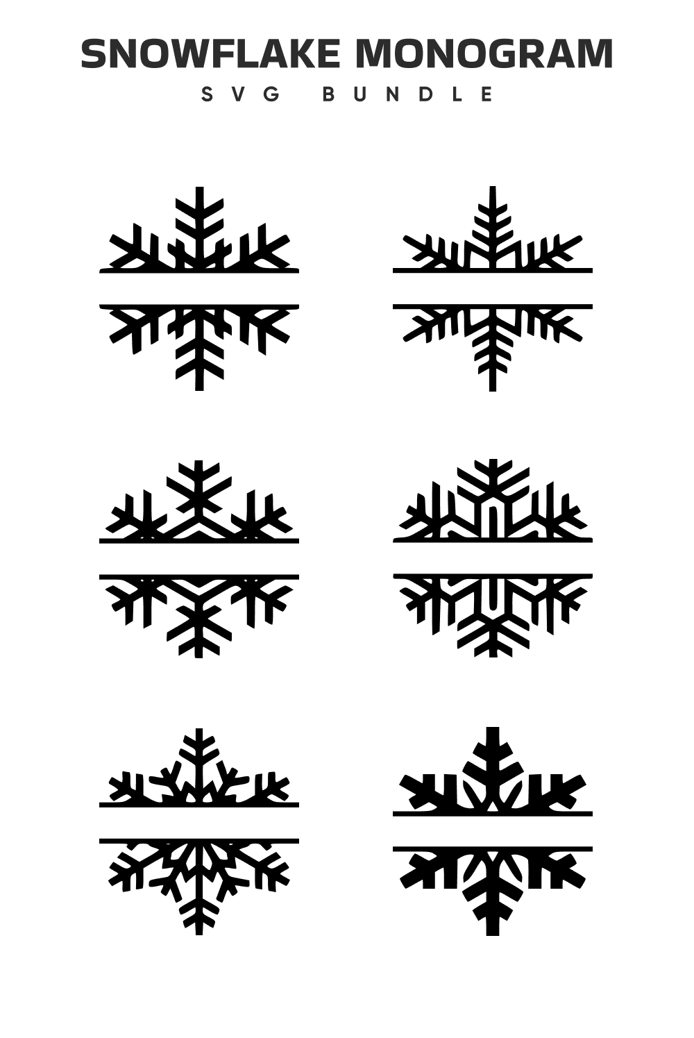 Snowflake Monogram SVG - pinterest image preview.
