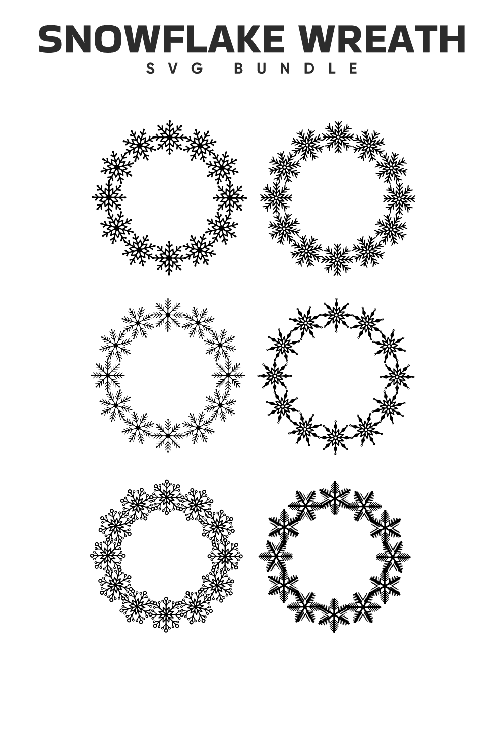 Snowflake Wreath SVG - pinterest image preview.