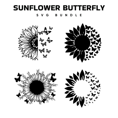 Sunflower Butterfly SVG Free.