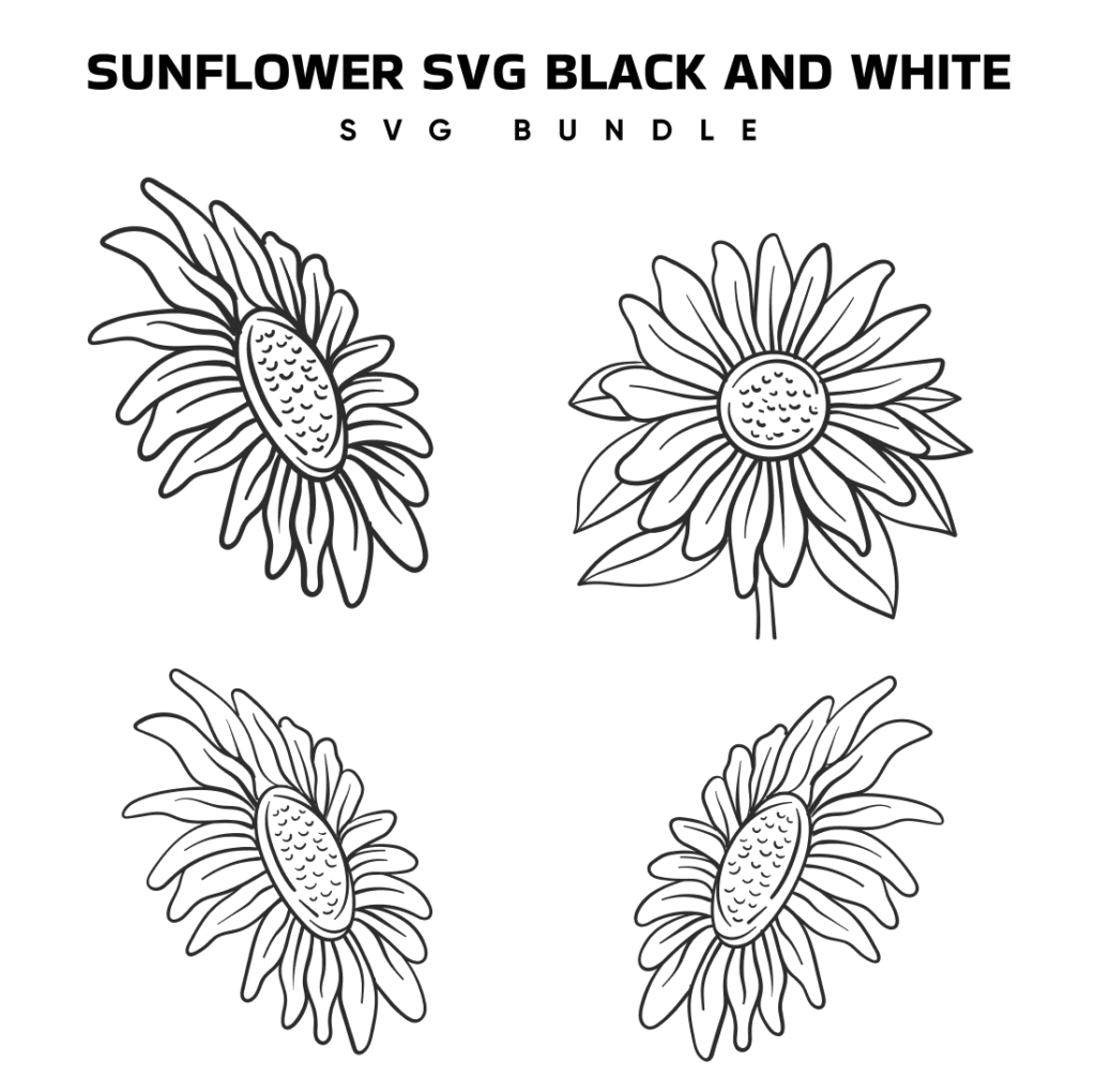 Black & White Sunflower SVG Designs Bundle – MasterBundles