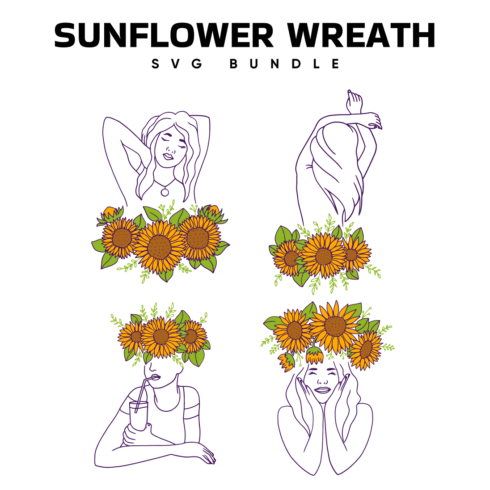Sunflower Wreath SVG.