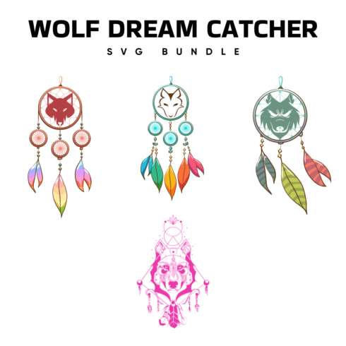 The wolf dream catcher svg bundle.