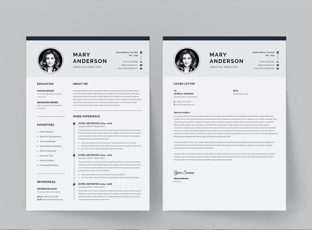 Clean and Modern Resume CV Template - MasterBundles