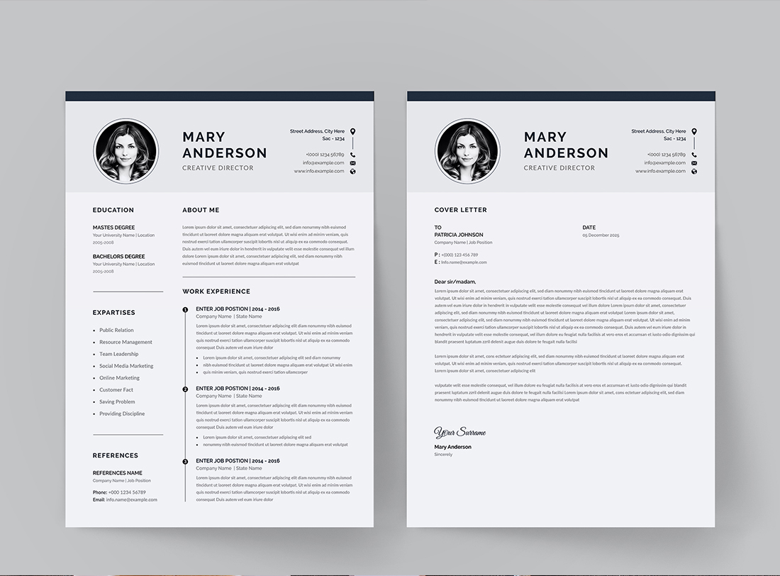 Clean and Modern Resume CV Template preview image.