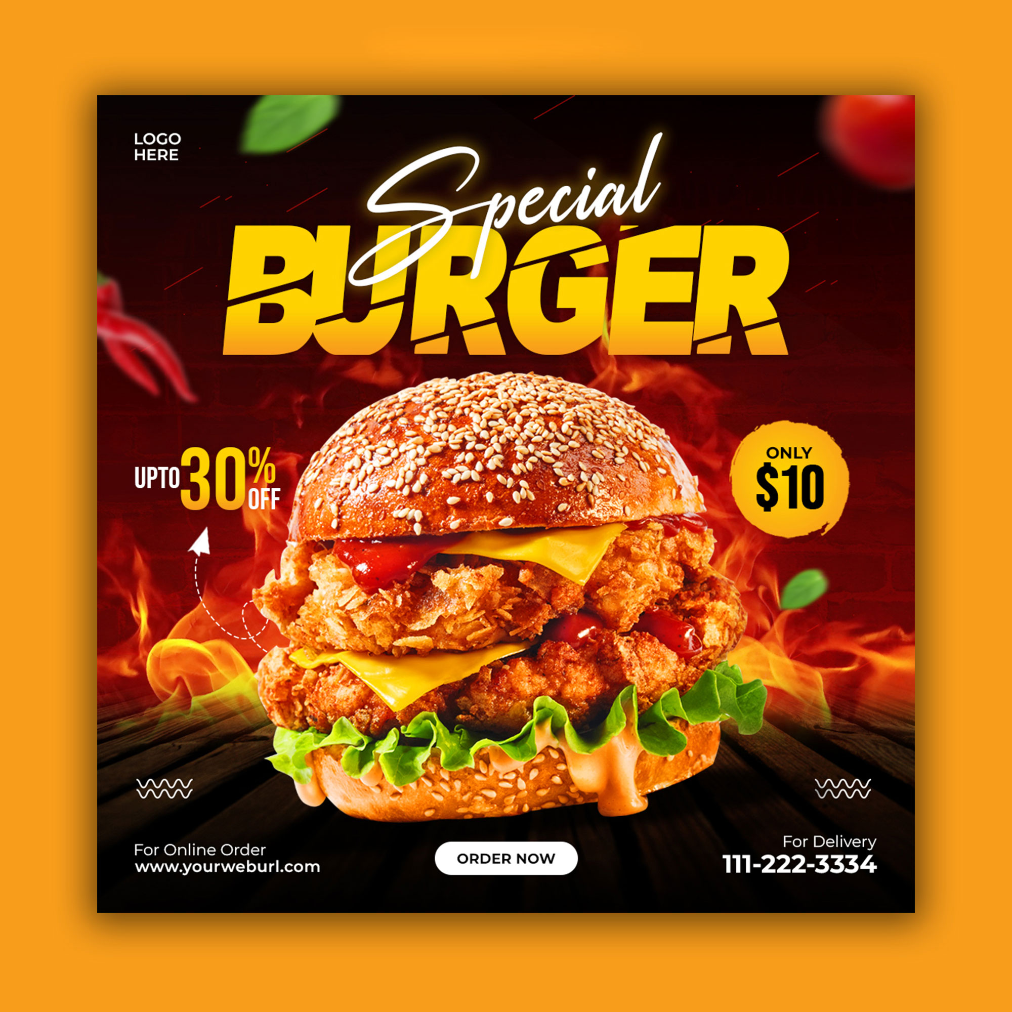 Food Special Burger Social Media Post Banner Template Bundle preview image.