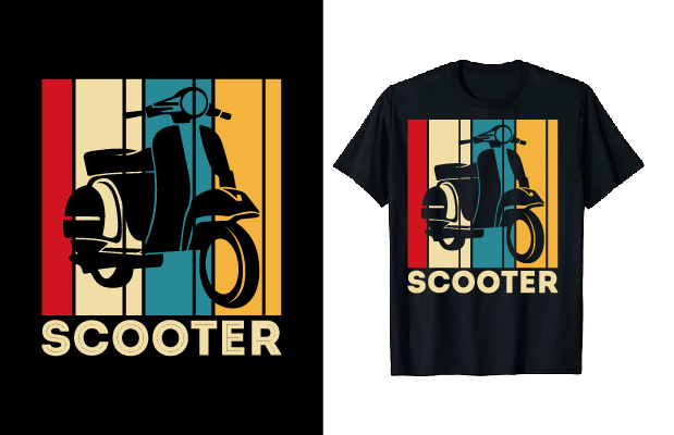 Retro Scooter T-shirt Design Bundle preview image.