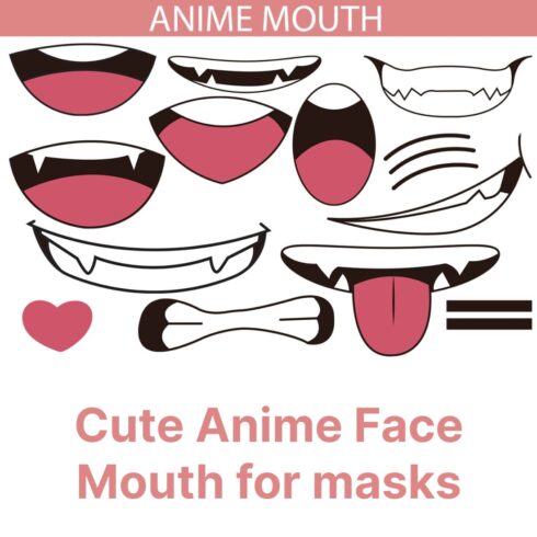 Cute Anime Face Mouth For Masks.