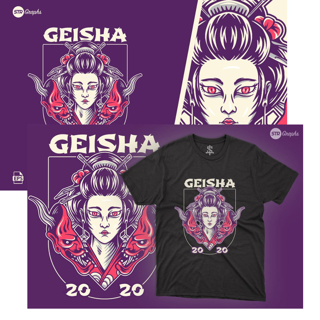 Geisha And Devil Mak - Illustration Cover.
