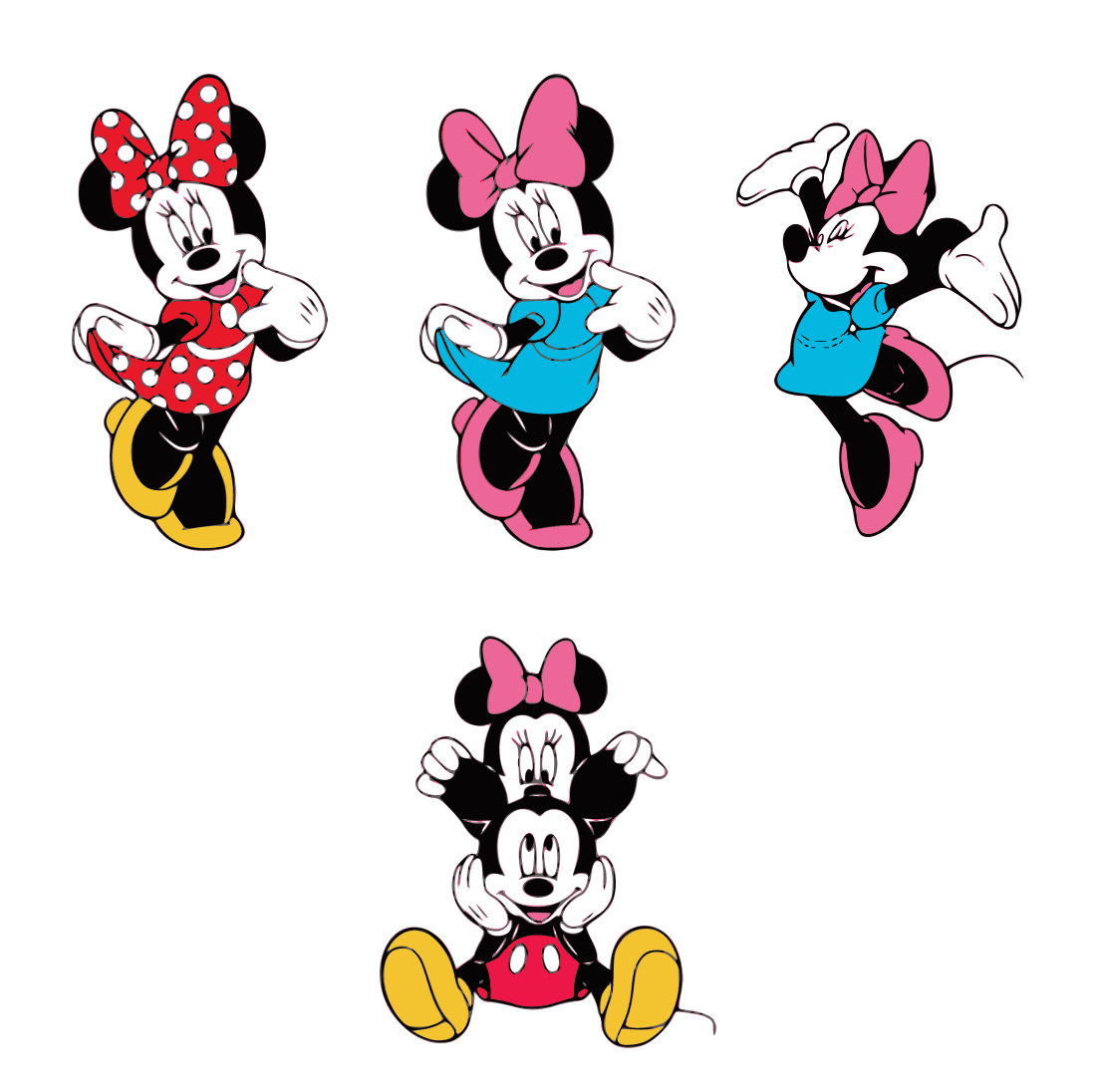 A collection of adorable Minnie Mouse images.
