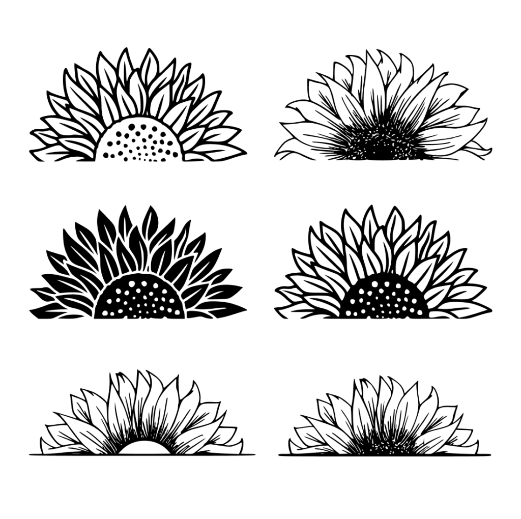 Half Sunflower SVG Free – MasterBundles