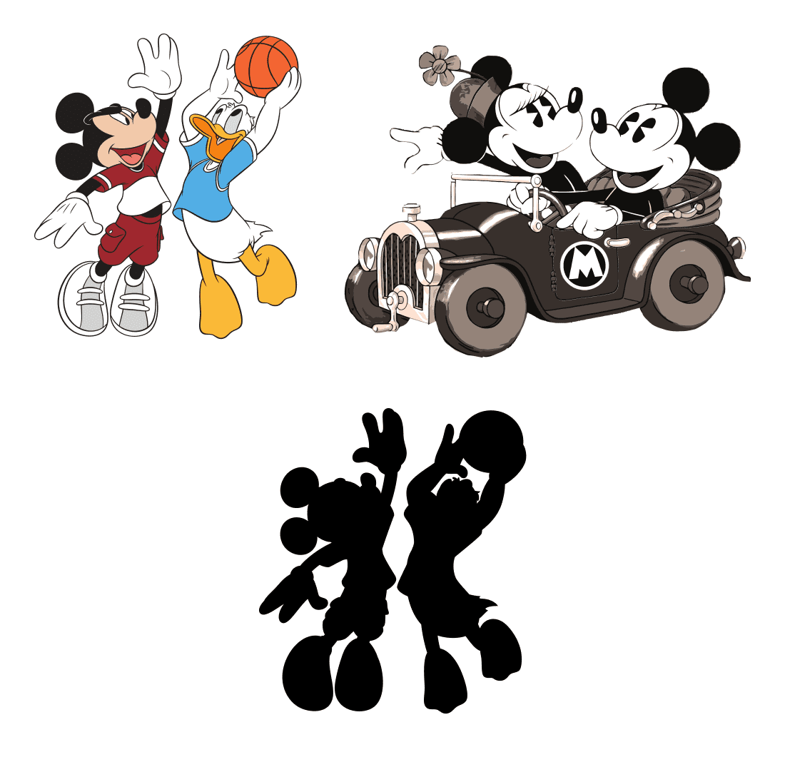 A selection of colorful images of Mickey Mouse.