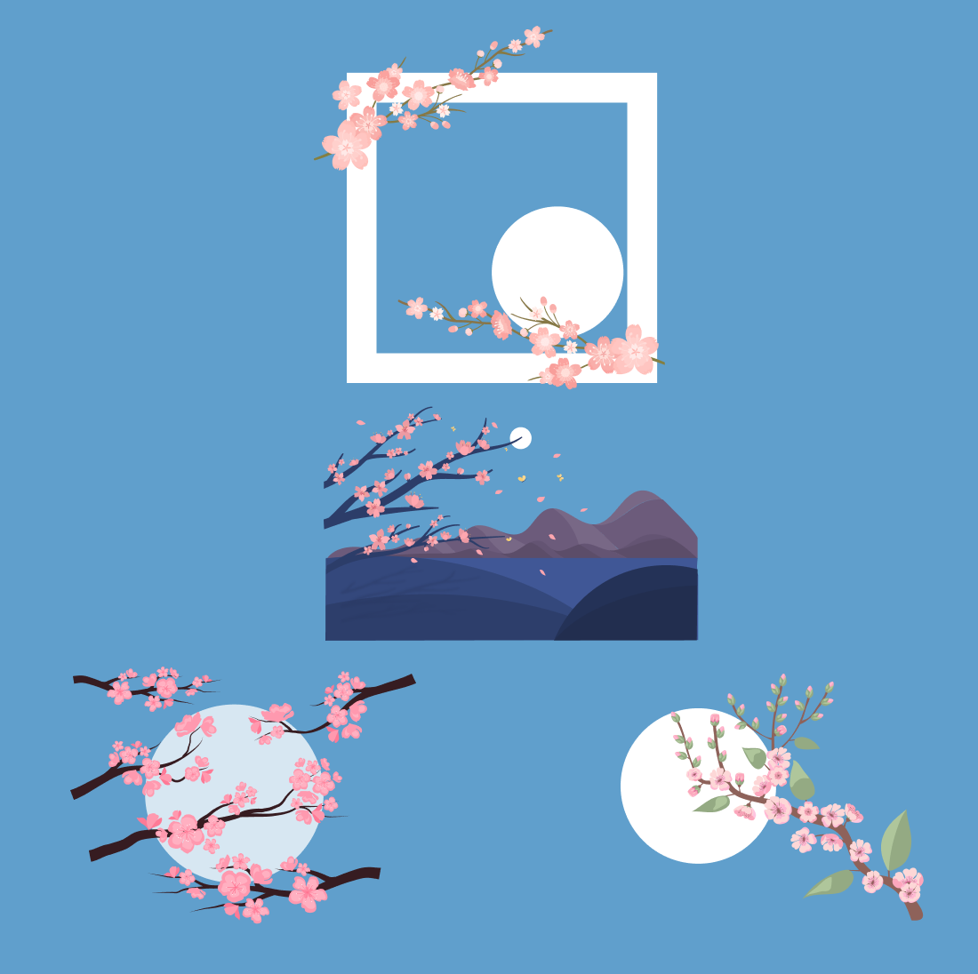 Moon with cherry blossom svg cover.