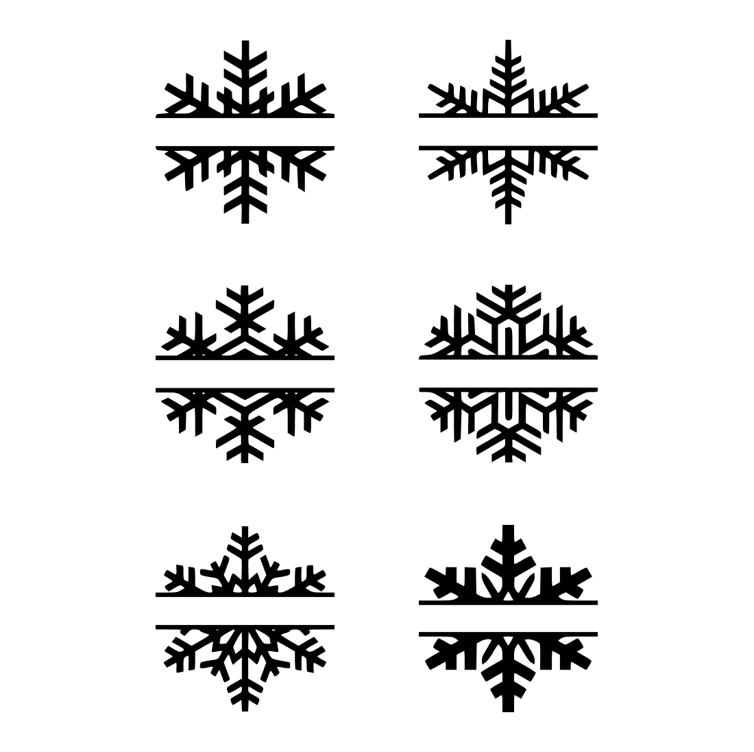 Diverse of snowflakes on the white background.