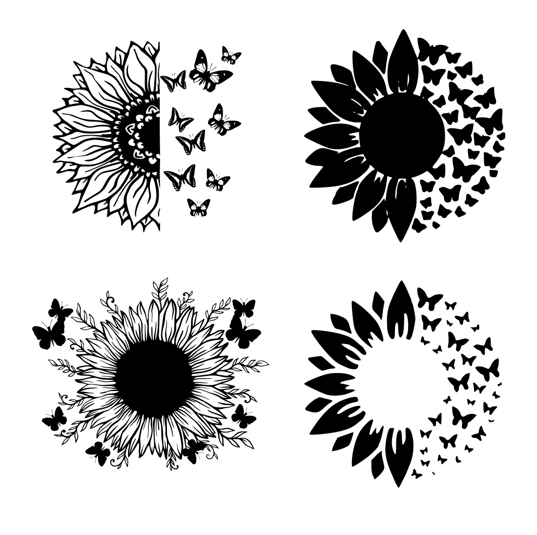 Sunflower Butterfly SVG Free cover.
