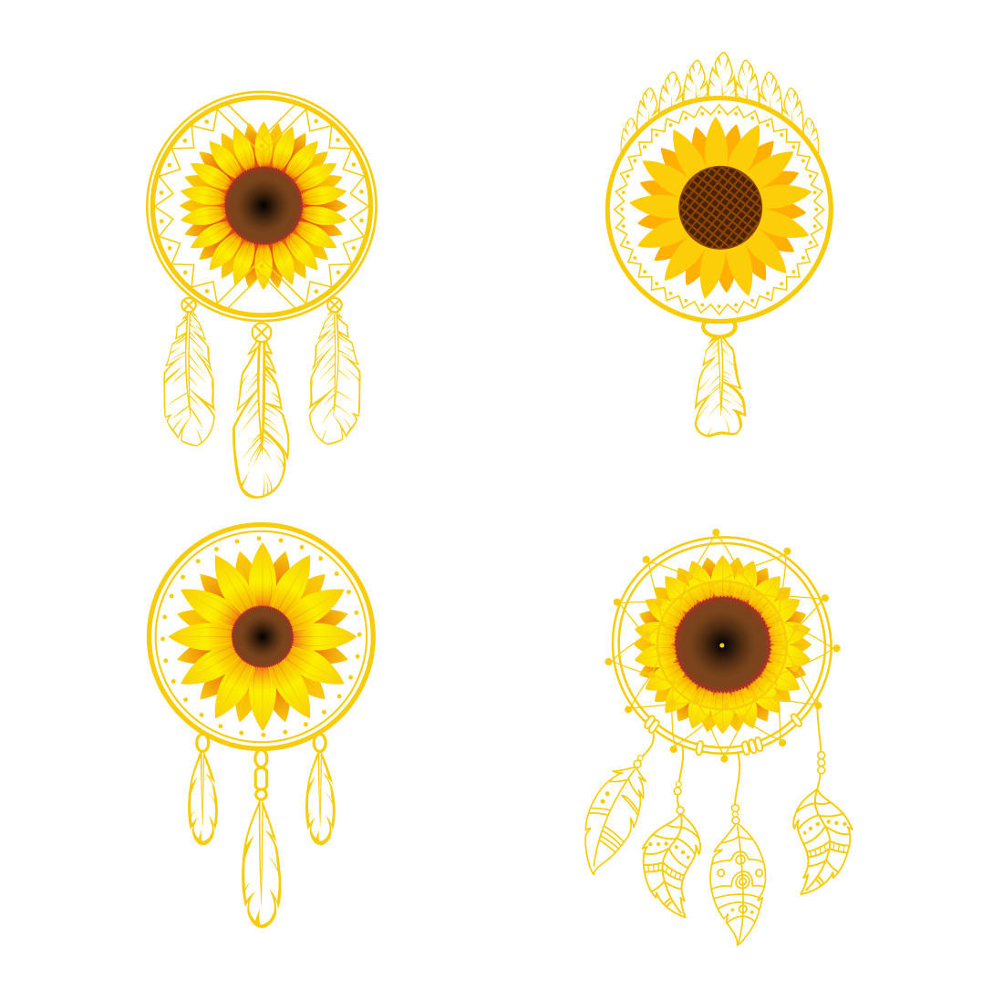 Sunflower Dream Catcher SVG cover.