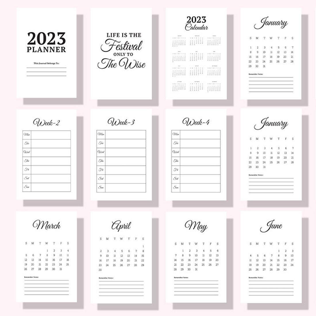 Preview of planner pages.