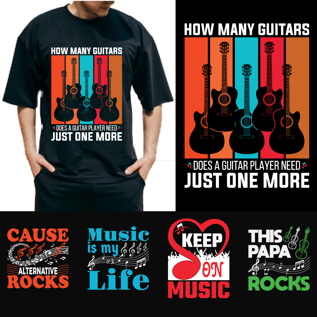 T-Shirt Music Design Bundle preview image.