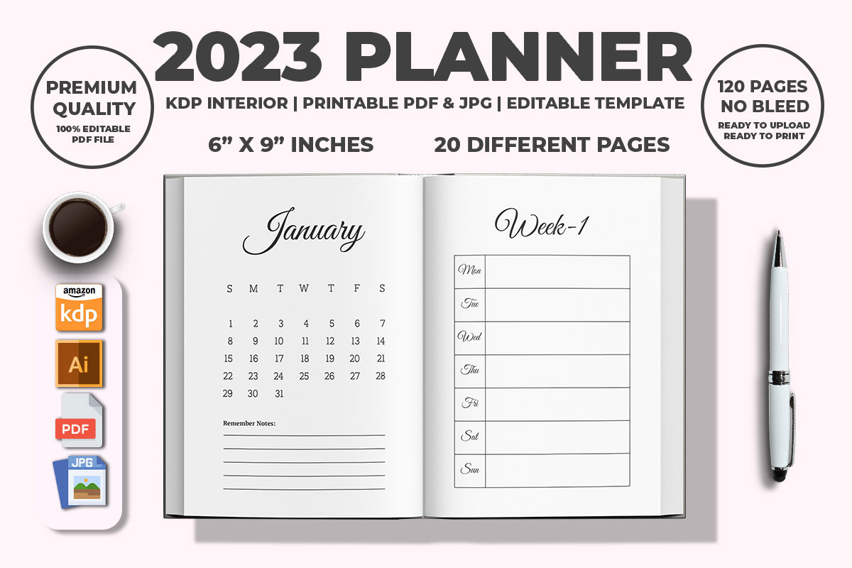 Planner with various fonts.