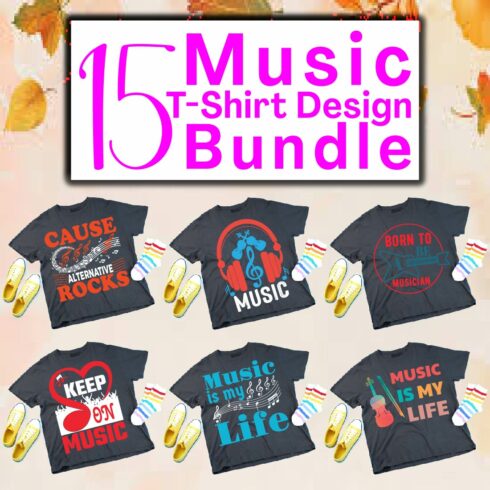 Music T-Shirt Design Bundle cover image.