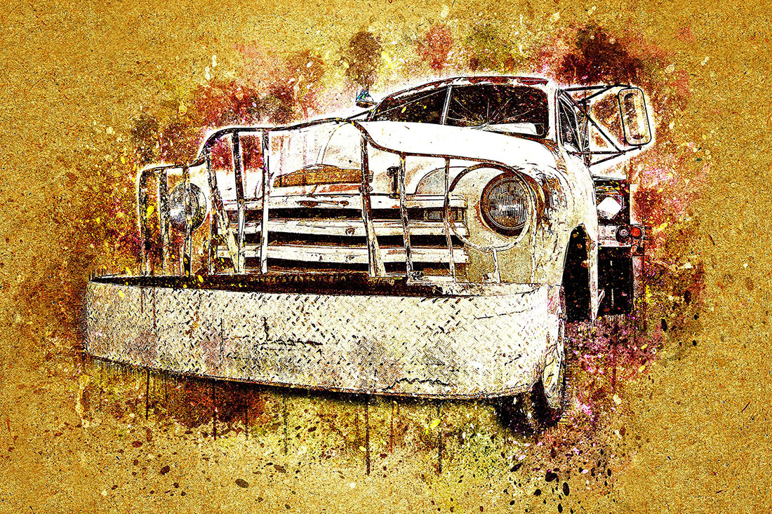 Bundle of 12 Old Trucks HQ Graphics with Grunge Style