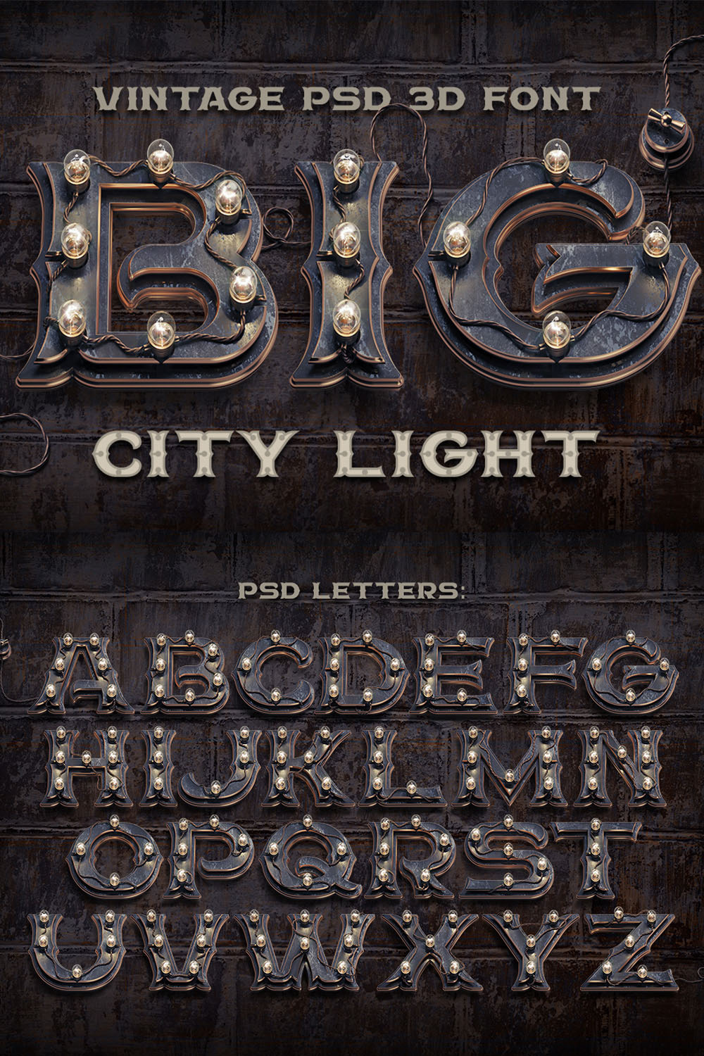 Big City Light Font Pinterest Collage image.