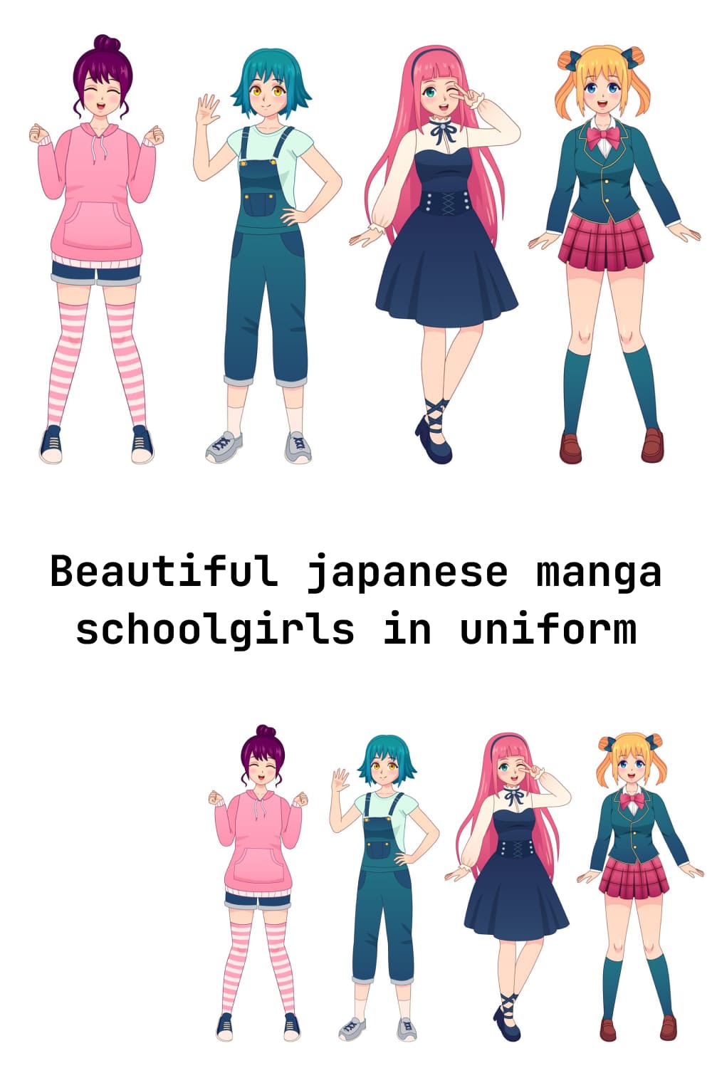 Anime Girls. Beautiful Japanese Manga Schoolgirls In Uniform - Pinterest.
