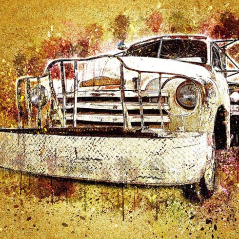 Bundle of 12 Old Trucks HQ Graphics with Grunge Style cover image.
