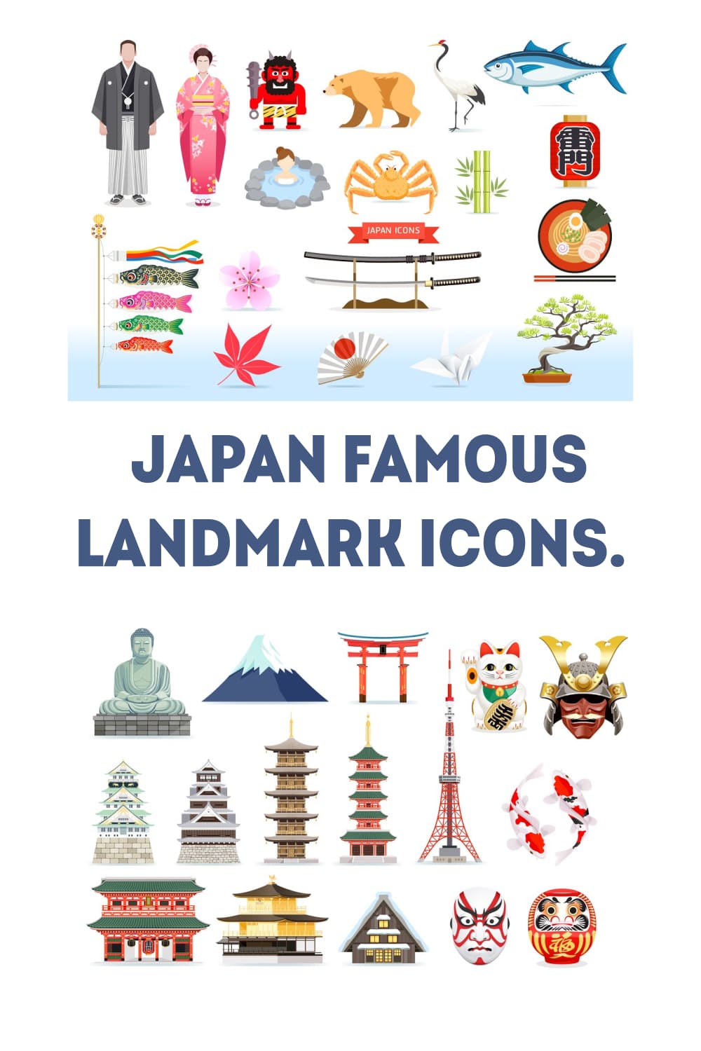 Japan Famous Landmark Icons - Pinterest.